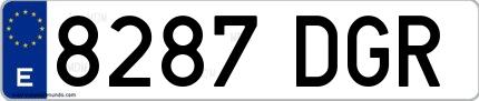 Ejemplo de matrícula española 8287 DGR