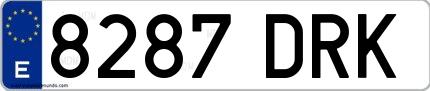 Ejemplo de matrícula española 8287 DRK