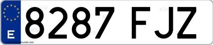 Ejemplo de matrícula española 8287 FJZ