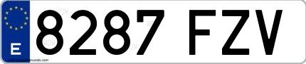 Ejemplo de matrícula española 8287 FZV