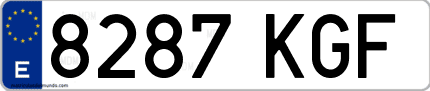 Ejemplo de matrícula de coche ordinaria 8287 KGF