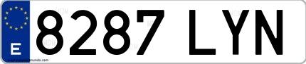 Ejemplo de matrícula española 8287 LYN