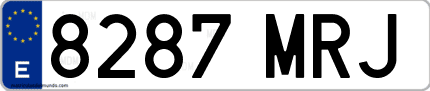Ejemplo de matrícula de coche ordinaria 8287 MRJ