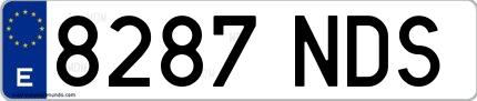 Ejemplo de matrícula española 8287 NDS