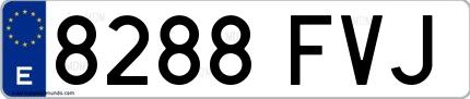 Ejemplo de matrícula española 8288 FVJ