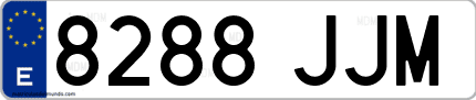 Ejemplo de matrícula de coche ordinaria 8288 JJM