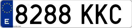 Ejemplo de matrícula de coche ordinaria 8288 KKC