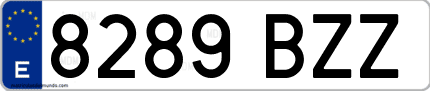 Ejemplo de matrícula de coche ordinaria 8289 BZZ