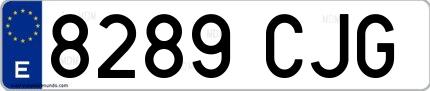 Ejemplo de matrícula española 8289 CJG