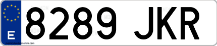 Ejemplo de matrícula de coche ordinaria 8289 JKR