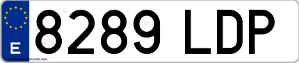 Ejemplo de matrícula de coche ordinaria 8289 LDP