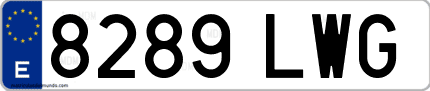 Ejemplo de matrícula de coche ordinaria 8289 LWG