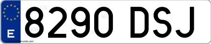 Ejemplo de matrícula española 8290 DSJ