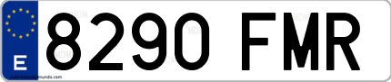 Ejemplo de matrícula de coche ordinaria 8290 FMR