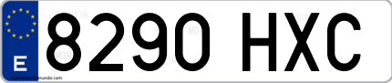 Ejemplo de matrícula de coche ordinaria 8290 HXC