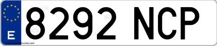 Ejemplo de matrícula española 8292 NCP