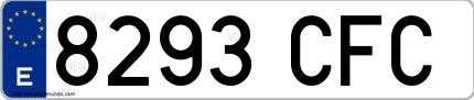 Ejemplo de matrícula española 8293 CFC