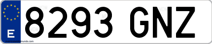 Ejemplo de matrícula de coche ordinaria 8293 GNZ
