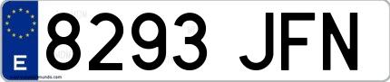 Ejemplo de matrícula española 8293 JFN