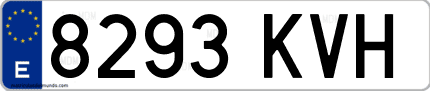 Ejemplo de matrícula de coche ordinaria 8293 KVH
