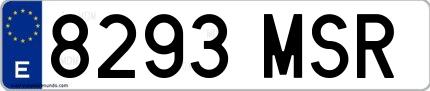 Ejemplo de matrícula española 8293 MSR