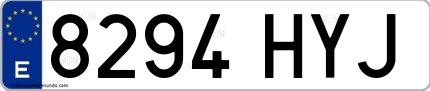 Ejemplo de matrícula española 8294 HYJ