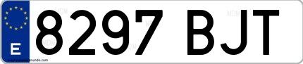 Ejemplo de matrícula española 8297 BJT
