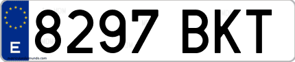 Ejemplo de matrícula de coche ordinaria 8297 BKT