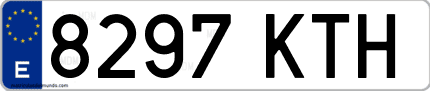 Ejemplo de matrícula de coche ordinaria 8297 KTH