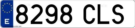 Ejemplo de matrícula de coche ordinaria 8298 CLS