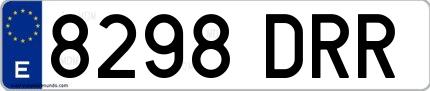 Ejemplo de matrícula de coche ordinaria 8298 DRR