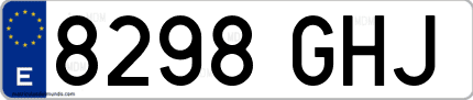 Ejemplo de matrícula de coche ordinaria 8298 GHJ