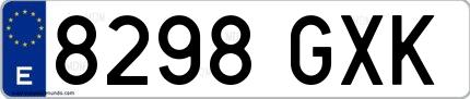 Ejemplo de matrícula española 8298 GXK