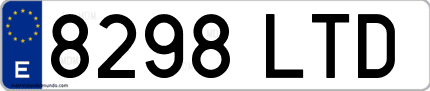 Ejemplo de matrícula de coche ordinaria 8298 LTD