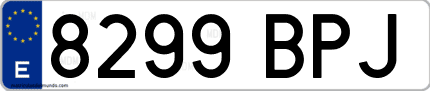Ejemplo de matrícula de coche ordinaria 8299 BPJ