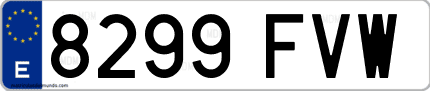 Ejemplo de matrícula de coche ordinaria 8299 FVW