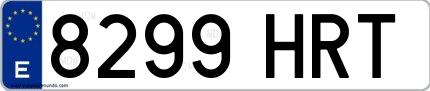 Ejemplo de matrícula de coche ordinaria 8299 HRT