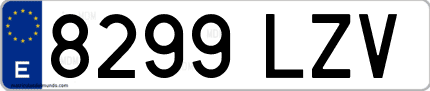 Ejemplo de matrícula de coche ordinaria 8299 LZV