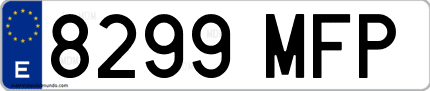 Ejemplo de matrícula de coche ordinaria 8299 MFP