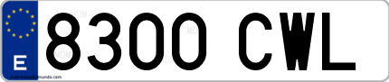 Ejemplo de matrícula de coche ordinaria 8300 CWL
