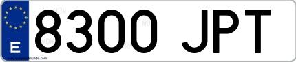 Ejemplo de matrícula española 8300 JPT
