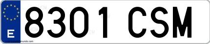 Ejemplo de matrícula española 8301 CSM