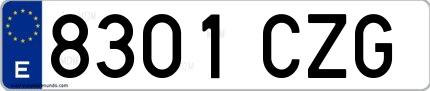 Ejemplo de matrícula española 8301 CZG