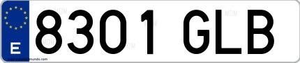 Ejemplo de matrícula española 8301 GLB