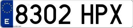Ejemplo de matrícula española 8302 HPX