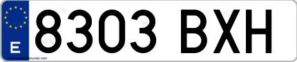 Ejemplo de matrícula española 8303 BXH
