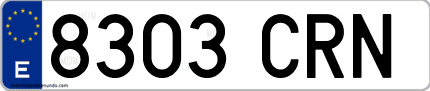 Ejemplo de matrícula de coche ordinaria 8303 CRN