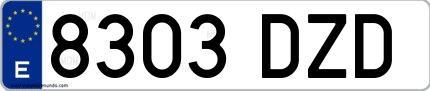 Ejemplo de matrícula española 8303 DZD