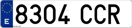 Ejemplo de matrícula española 8304 CCR