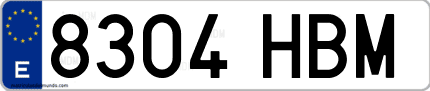Ejemplo de matrícula de coche ordinaria 8304 HBM